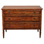 Italian 18th Century Faux Painted Three-Drawer Commode with Black Accents