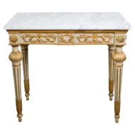 Italian 18th Century Neoclassical Carved and Gilt Console Table with Marble Top