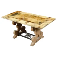 Italian Coffee Table Made of 19th Century Bleached Oak Base and Later Vellum Top