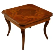 Midcentury Walnut Coffee Table with Star Inlay and Curving Legs