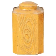 19th Century, Octagonal Lidded Tin Canister with Yellow Faux Bois Finish