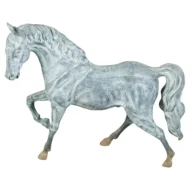 French Midcentury Bronze Horse Statue with Raised Hoof and Patina