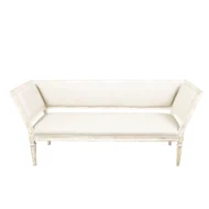 Italian 19th Century White Painted Sofa with Slanted Sides and Distressed Patina