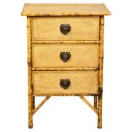 Small English 1920s Mottled Bamboo Three-Drawer Chest with Floral Décor