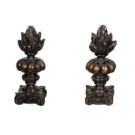Pair of 19th Century Carved Wooden Italian Pot à Feu Sculptures on Lucite Bases