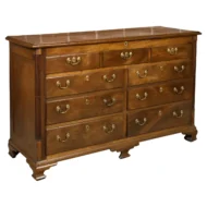 English Walnut 19th Century Flip Top Sideboard /Dresser Base with Drawers and Brass Hardware