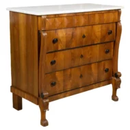 Florentine Commode with White Marble Top, Volutes and Ebonized Accents