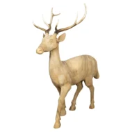 Life Size Midcentury Sculpture of a Walking Stag with Antlers and Natural Patina