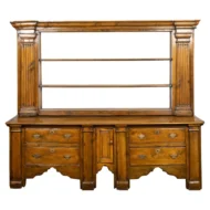 English Georgian Period 1800s Pine Dresser with Open Shelves and Drawers