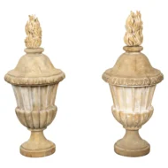 French Over Size 19th Century Carved Wood Pots à Feu with Traces of Paint