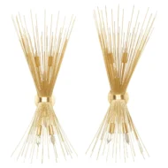 Pair of Vintage French 1970s Three-Light Sunray Sconces, Wired for the US