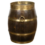 English Turn of the Century Oak Barrel with Brass Braces, circa 1900
