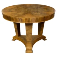 Austrian Biedermeier Walnut 1840s Table with Butterfly Veneer and Tripod Base
