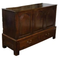 English Georgian Period 18th Century Oak Buffet with Carved Arching Doors