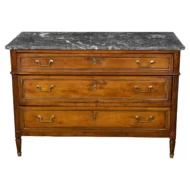 French Directoire Style 19th Century Walnut Commode with Grey Marble Top
