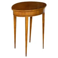 French Neoclassical Style 19th Century Walnut Table with Oval Top, Tapered Legs