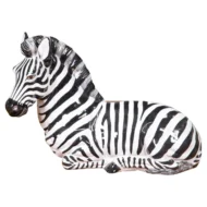 Italian Painted Terracotta Statue of a Brown Eyed Zebra Resting on the Ground