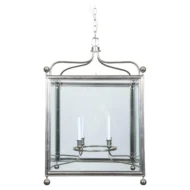 English Midcentury Four-Light Lantern with Silver Color and Petite Spheres