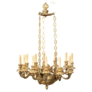 French Napoléon III 19th Century Gilt Bronze 12 Light Chandelier with Mascarons