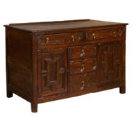 English 19th Century Oak Dresser Base with Geometric Front, Drawers and Doors