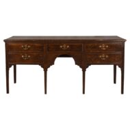 English 19th Century Oak Sideboard with Five Drawers and Carved Spandrels