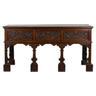 English 19th Century Oak Sideboard with Three Low-Relief Carved Drawers