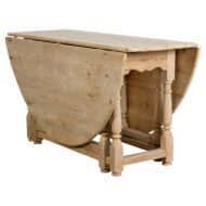 English Pine 19th Century Drop Leaf Table with Oval Top and Carved Apron
