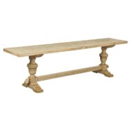 French 19th Century Bleached Walnut Bench with Turned Legs and Cross Stretcher