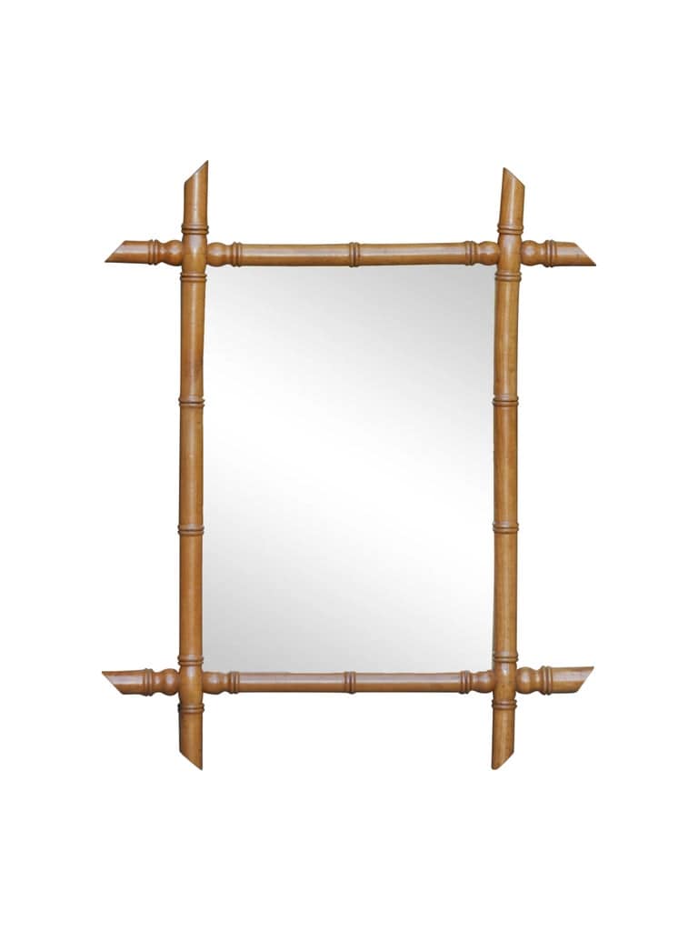French Walnut Faux-Bamboo Mirror with Intersecting Corners, circa 1920