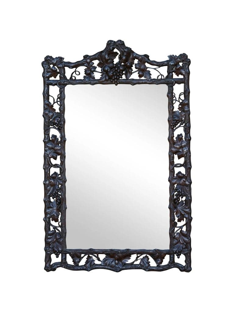 Black Forest Turn of the Century Carved Mirror with Grapevine Motifs, circa 1900