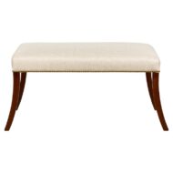 English Regency Bench with Saber Legs and Custom Linen Upholstery