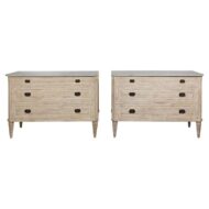Pair of French Neoclassical Style 1930s Painted Chests with Marble Tops