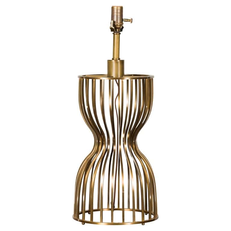 Midcentury Italian Brass Hourglass Shaped Single Light Lamp, US Wired