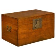 19th Century Oak Blanket Chest with Brass Hardware and Lateral Handles
