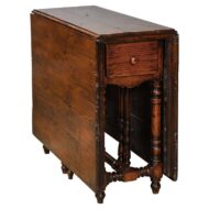 English 19th Century Oak Drop Leaf Table with Turned Legs and Two Drawers