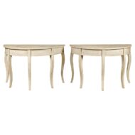 Swedish 19th Century Painted Demilune Tables with Cabriole Legs, a Pair