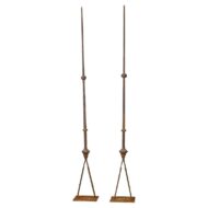 Pair of Monumental French Iron Lightning Rod on Base Sculptures, 19th Century