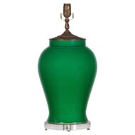 Green Porcelain Table Lamp with Discreet Crackle Finish on Lucite Base