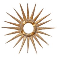 Midcentury French Giltwood Sunburst Mirror with Cloudy Frame, circa 1950