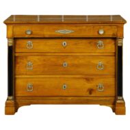 French Empire Fruitwood Four-Drawer Commode with Ebonized Corinthian Columns