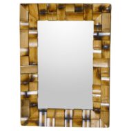 Midcentury French Bamboo Wall Mirror with Geometric Mosaic Style Arrangement