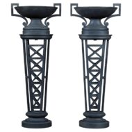 Pair of English Victorian 19th Century Cast Iron Planters with Neoclassical Urns