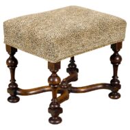 William and Mary Style English 1900s Stool with Turned Legs and X-Form Stretcher