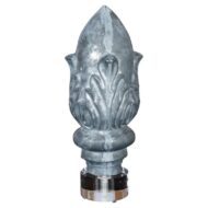 Zinc Crowned Acorn 1920s Decorative Element Mounted on Circular Lucite Base