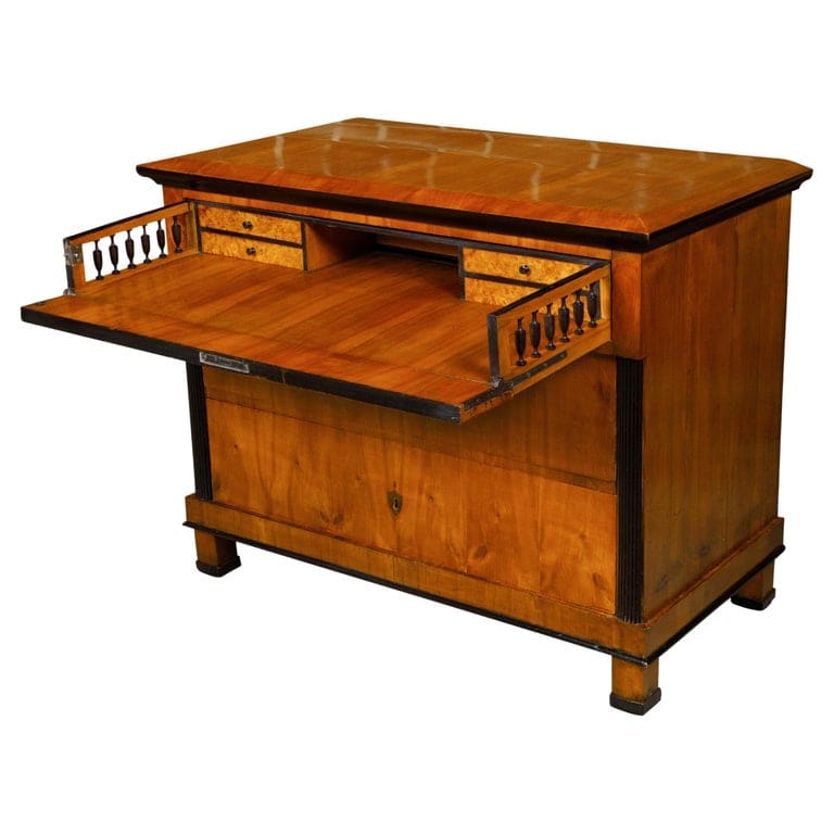 Biedermeier Period 19th Century Walnut Butler's Chest with Drop Front Desk
