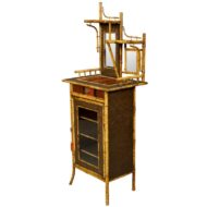 English 1880s Bamboo Small Cabinet with Painted Accents and Single Mirror