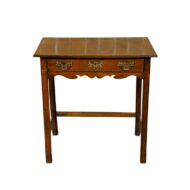 English Georgian Period 18th Century Oak Side Table with Carved Apron and Drawer