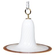 Italian Midcentury Murano Glass White Light Fixture with Twirling Motifs, Wired