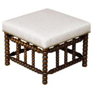 English 19th Century Bobbin Stool with Upholstered Seat and Nailhead Trim