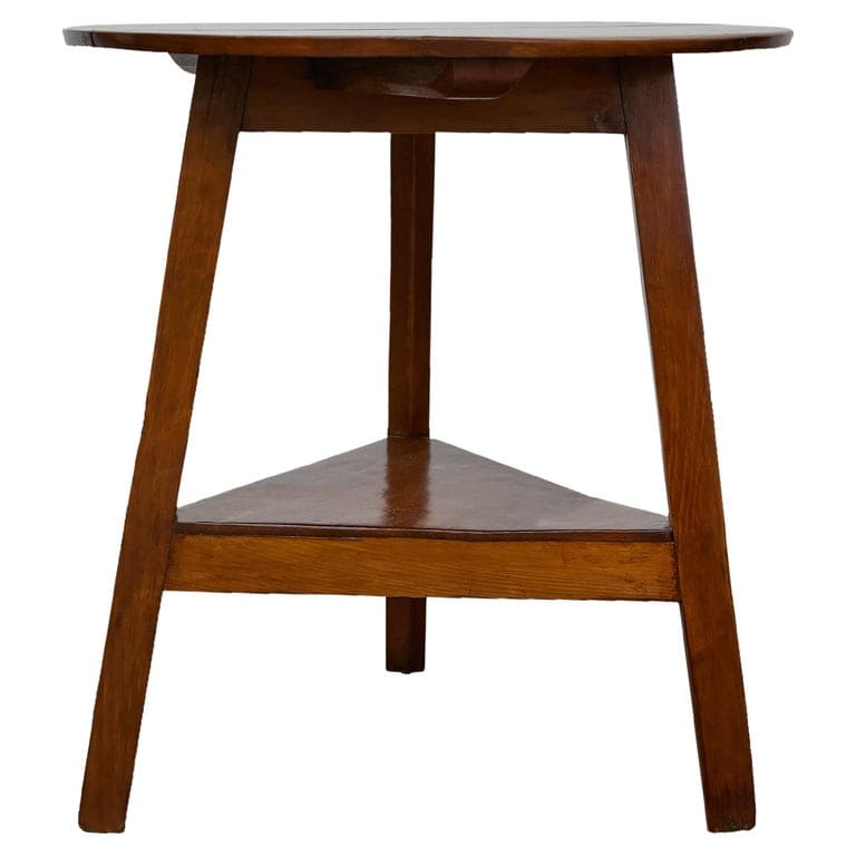 19th Century English Pine Cricket Table with Circular Top and Tripod Base